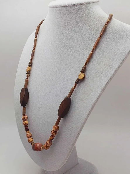 Ahşap & Jasper Tasarım Unisex Otantik Kolye (56098) - Resim 5