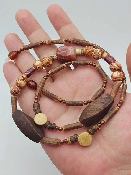 Ahşap & Jasper Tasarım Unisex Otantik Kolye (56098) ürün görseli 1