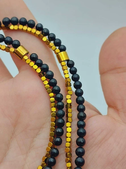 Lucid Dream Serisi Shungite (Şungit) Taşı 4mm Kolye (23170) - Resim 8