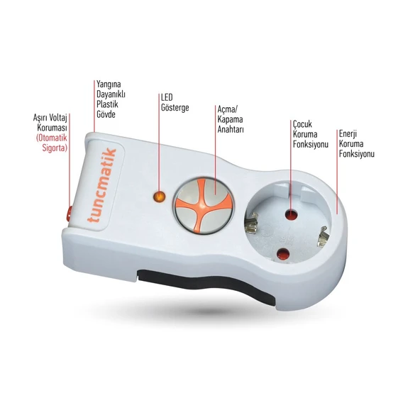 Tunçmatik Enerji Koruma Prizi Powersurge 1'li Beyaz 525 JOULE (TSK5078) - 3