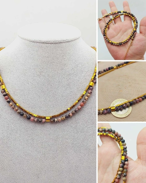 Lucid Dream Serisi Rodonit Taşı 4mm Kolye (45206) ürün görseli 1