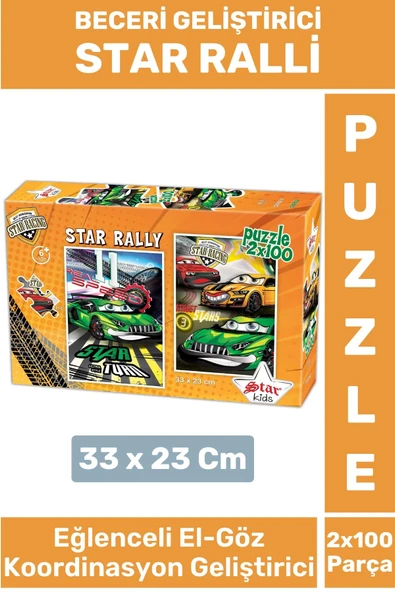 Premium Seri Eğlenceli El Göz Koordinasyon Beceri Geliştirici Çocuk 2x100 PUZZLE STAR RALLİ ürün görseli