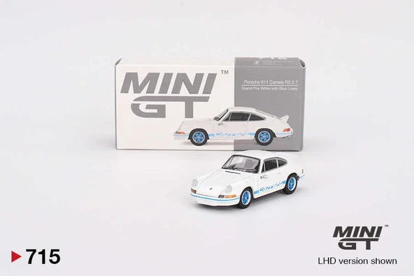 Mini GT 715 Porsche 911 Carrera RS 2.7 Grand Prix White with Blue Livery Model Araba ürün görseli