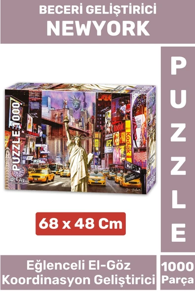 Eğlenceli El Göz Koordinasyon Beceri Görsel Algı Geliştirici Çocuk 1000 Parça PUZZLE NEWYORK