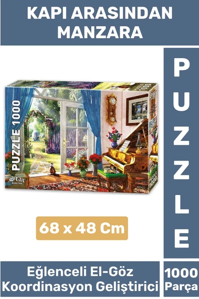 El Göz Koordinasyon Beceri Görsel Algı Geliştirici 1000 Parça Çocuk PUZZLE KAPI ARASINDAN MANZARA