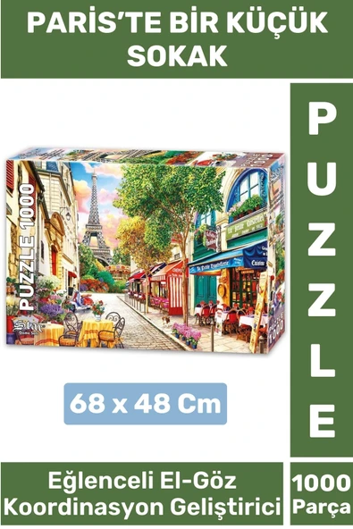 El Göz Koordinasyon Beceri Görsel Algı Geliştirici Çocuk 1000 Parça PUZZLE PARİS'TE BİR KÜÇÜK SOKAK ürün görseli