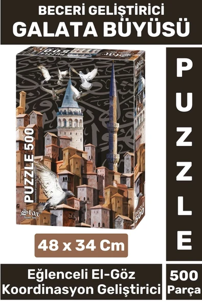 Eğlenceli El Göz Koordinasyon Beceri Görsel Algı Geliştirici Çocuk 500 Parça PUZZLE GALATA BÜYÜSÜ