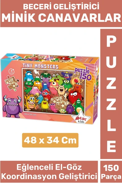 Özel Seri Eğlenceli El Göz Koordinasyon Beceri Geliştirici Çocuk 150 Parça PUZZLE MİNİK CANAVARLAR ürün görseli
