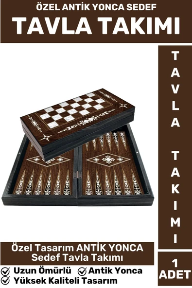 Elit Yüksek Kaliteli Uzun Ömürlü Aile Arkadaş Kahve Cafe Oyun Takımı ANTİK YONCA SEDEF TAVLA Takımı ürün görseli