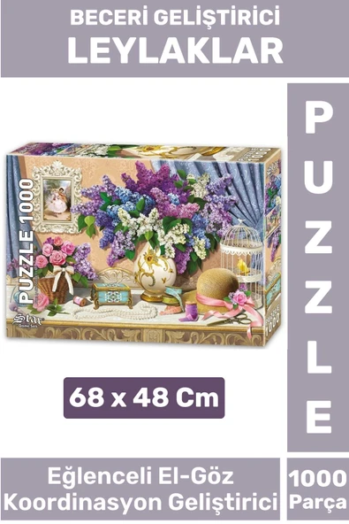 Premium Eğlenceli El Göz Koordinasyon Beceri Görsel Algı Geliştirici Çocuk 1000 Pr. PUZZLE LEYLAKLAR ürün görseli