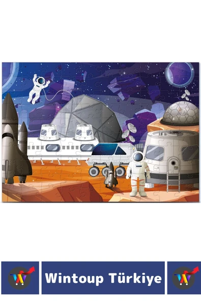 Premium Seri Eğlenceli El Göz Koordinasyon Beceri Geliştirici Çocuk 100 Parça PUZZLE MARSTA YAŞAM - Resim 2