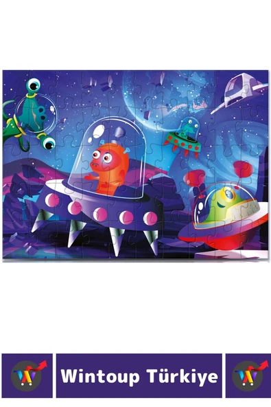 Premium Eğlenceli El Göz Koordinasyon Problem Çözme Beceri Geliştirici Çocuk PUZZLE UZAY CANLILARI - 2