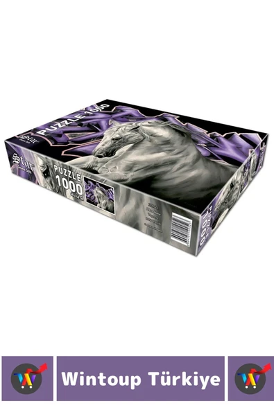 Premium Eğlenceli El Göz Koordinasyon Beceri Görsel Algı Geliştirici Çocuk 1000 Prça PUZZLE BEYAZ AT - Resim 2