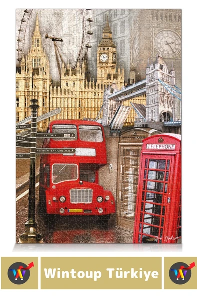 Eğlenceli El Göz Koordinasyon Beceri Görsel Algı Geliştirici Çocuk 1000 Parça PUZZLE LONDRA - Resim 3