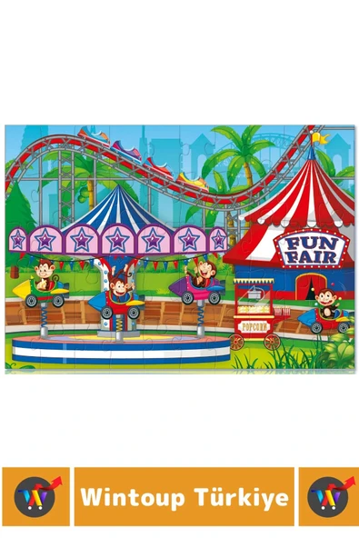 Premium Eğlenceli El Göz Koordinasyon Beceri Geliştirici Çocuk 2X50 Parça PUZZLE MAYMUN LUNAPARKI - Resim 3