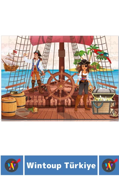 Premium Seri Eğlenceli El Göz Koordinasyon Beceri Geliştirici Çocuk 150 Parça PUZZLE KORSAN GEMİSİ - Resim 2