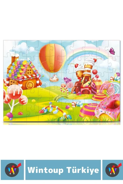 Premium Seri Eğlenceli El Göz Koordinasyon Beceri Geliştirici Çocuk 2X50 Parça PUZZLE ŞEKER DİYARI - Resim 3