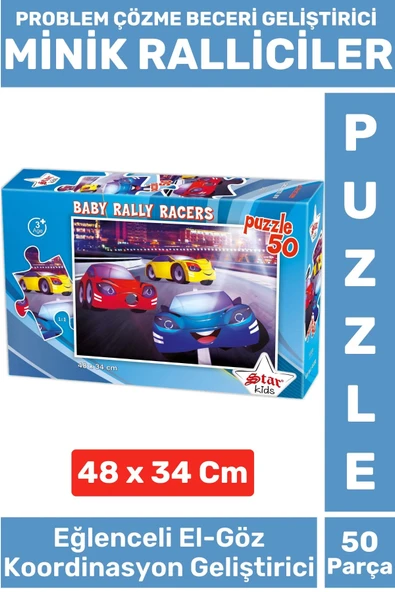 Premium Eğlenceli El Göz Koordinasyon Problem Çözme Beceri Geliştirici Çocuk PUZZLE MİNİK RALLİCİLER ürün görseli