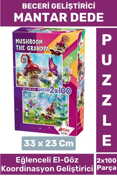 Premium Seri Eğlenceli El Göz Koordinasyon Beceri Geliştirici Çocuk 2x100 PUZZLE MANTAR DEDE ürün görseli