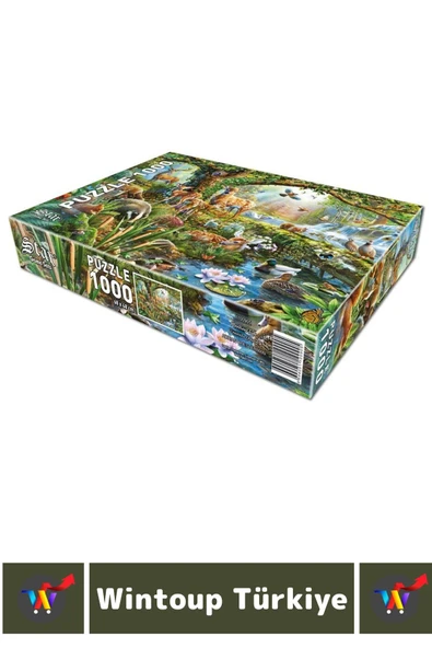 Eğlenceli El Göz Koordinasyon Beceri Görsel Algı Geliştirici Çocuk 1000 Parça PUZZLE ORMANDA YAŞAM - Resim 2