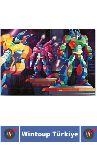 Premium Seri Eğlenceli El Göz Koordinasyon Beceri Geliştirici Çocuk 2x100 PUZZLE KURTARMA ROBOTLARI - 3
