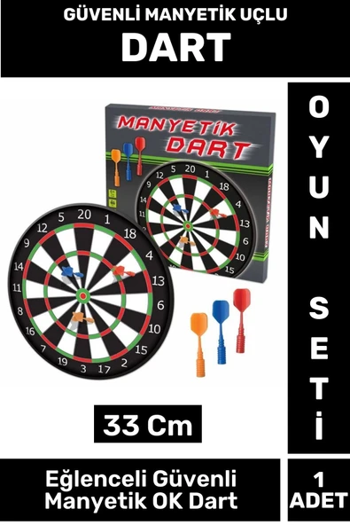Özel Tasarım Genç Yetişkin Çocuk Oyun Eğlenceli Güvenli Manyetik Uçlu DART 33 Cm - 1