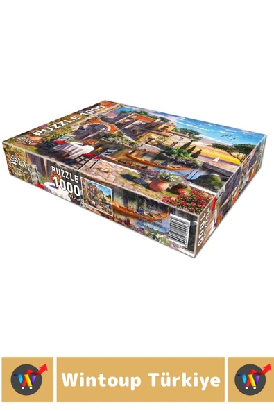 Eğlenceli Koordinasyon Beceri Görsel Algı Geliştirici Çocuk 1000 Parça PUZZLE TERASTAN VENEDİK - Resim 2