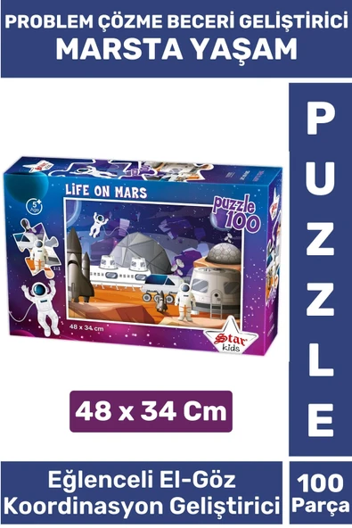 Premium Seri Eğlenceli El Göz Koordinasyon Beceri Geliştirici Çocuk 100 Parça PUZZLE MARSTA YAŞAM ürün görseli