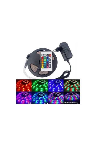 Animasyonlu Rgb Şerit Led Işık Aydınlatma Seti Tak Çalıştır Kumandalı Adaptörlü conti - 2