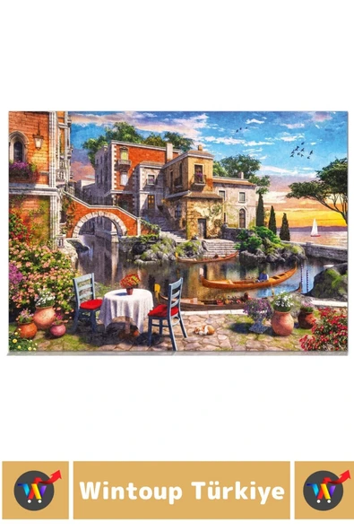 Eğlenceli Koordinasyon Beceri Görsel Algı Geliştirici Çocuk 1000 Parça PUZZLE TERASTAN VENEDİK - Resim 3