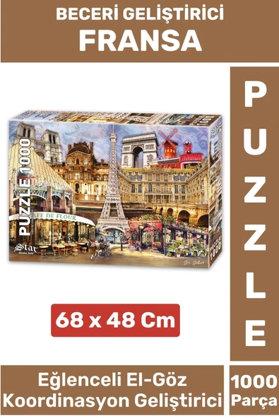 Eğlenceli El Göz Koordinasyon Beceri Görsel Algı Geliştirici Çocuk 1000 Parça PUZZLE PARİS FRANSA ürün görseli