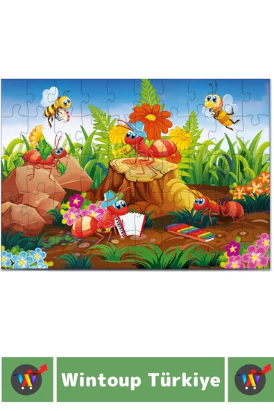 Premium El Göz Koordinasyon Problem Çözme Beceri Geliştirici Çocuk PUZZLE MÜZİSYEN BÖCEKLER - Resim 2