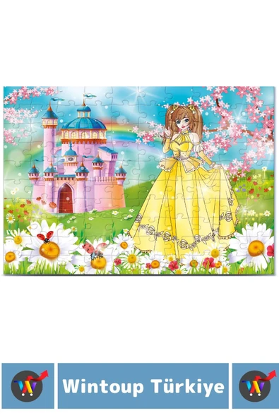 Eğlenceli El Göz Koordinasyon Beceri Geliştirici Çocuk 2x100 PUZZLE KIŞ VE İLKBAHAR PRENSESLERİ - Resim 3