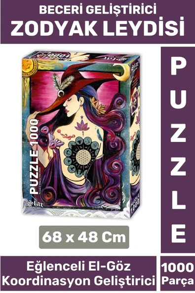 Eğlenceli El Göz Koordinasyon Beceri Görsel Algı Geliştirici Çocuk 1000 Parça PUZZLE ZODYAK LEYDİSİ ürün görseli