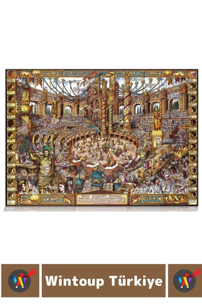 Eğlenceli Göz Koordinasyon Hafıza Beceri Geliştirici 2000 Parça PUZZLE ERKEKLER VE KADINLAR SAVAŞI - Resim 3