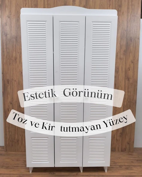 3 Kapaklı Beyaz Panjur Model Dolap - 4