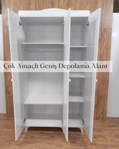 3 Kapaklı Beyaz Panjur Model Dolap - 2