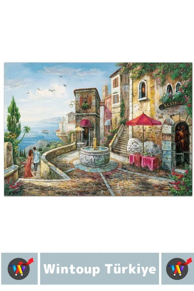 Eğlenceli El Göz Koordinasyon Hafıza Beceri Geliştirici 2000 Parça PUZZLE ADA KÖYÜNDE BİR GÜN - Resim 3