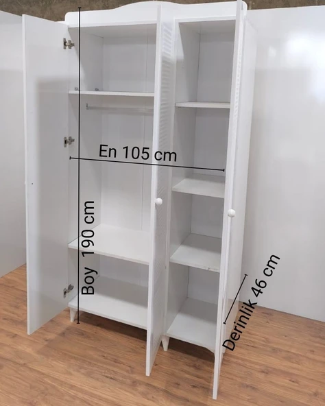 3 Kapaklı Beyaz Panjur Model Dolap - 3