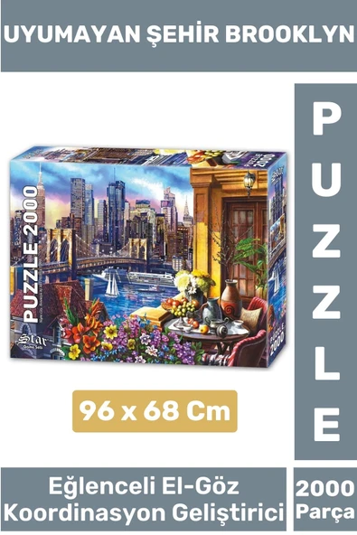 Eğlenceli El Göz Koordinasyon Hafıza Beceri Geliştirici 2000 Parça PUZZLE UYUMAYAN ŞEHİR BROOKLYN ürün görseli
