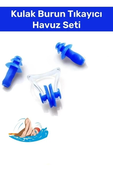 3 lü Set Yüzücü Kulak Burun Tıkayıcı Havuz Seti Kulağa Su Kaçma Önleyici Yüzme Deniz Tıkacı Tıkaç - 8