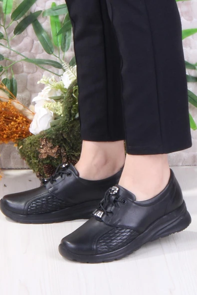 Mehmet Mete 42041 Kemik Çıkıntısına Özel Lastik Bağcıklı Hakiki Deri Kadın Ayakkabı - Resim 3