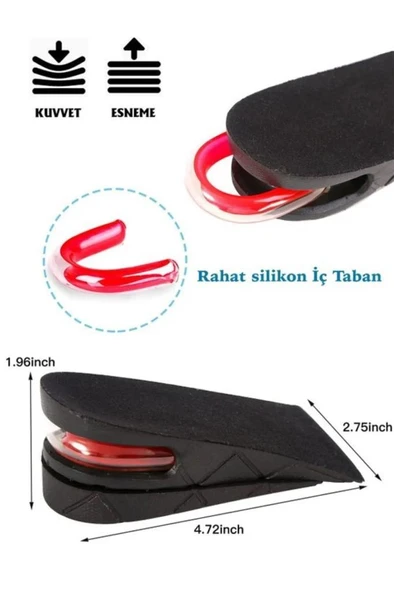 5 cm Boy Uzatıcı Hava Yastıklı Tabanlık Gizli Topuk Yükselten Uzatan Ayakkabı Tabanlığı - 5