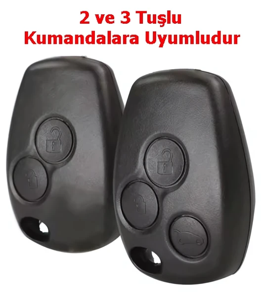 Renault Clio 3 Dacia Logan Duster Sandero Uyumlu Kumanda Anahtar Kılıfı Oto Anahtarlık Siyah 3 Tuş - 5