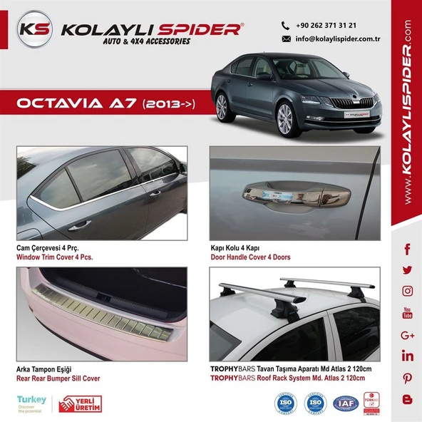 Skoda Octavia A7 Ön Tampon Çıtası  Krom (Mk.sız Kasa) 2013-2017 - Resim 3