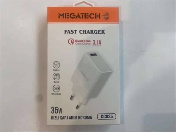 Megatech CC035 35W Usb Ev Şarj Kafa 3.1A Hızlı Şarj