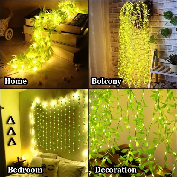 VIP KALİTE SALKIM YAPRAK LED IŞIK GÜN IŞIĞI LED SALKIM SARMAŞIK LED IŞIK 3X1 METRE 180 LED MODLU - Resim 3