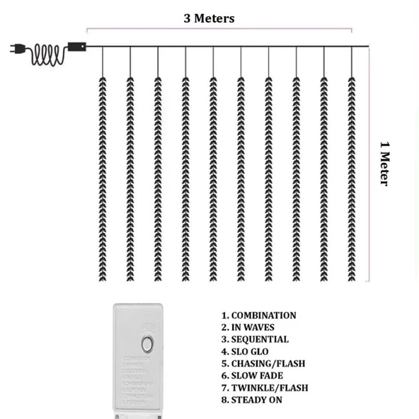 VIP KALİTE SALKIM YAPRAK LED IŞIK GÜN IŞIĞI LED SALKIM SARMAŞIK LED IŞIK 3X1 METRE 180 LED MODLU - Resim 6