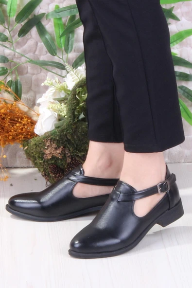 Mehmet Mete 42401 Siyah Saten Fashion Tokalı Yumuşak Esnek Kadın Ayakkabı - Resim 3