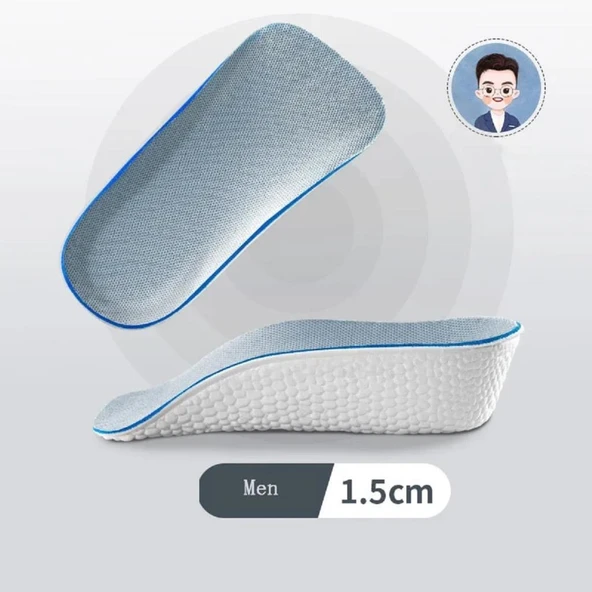 1.5 cm Erkek Gizli Topuk Yükseltici Boy Uzatıcı Ortopedik Tabanlık Köpük Ayakkabı Tabanlığı - 2